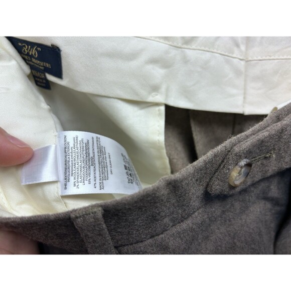 Brooks Bros 346 Madison Men’s Wool Dress Pants 36x34 Pleated Cuffed Dark Taupe - Picture 8 of 8